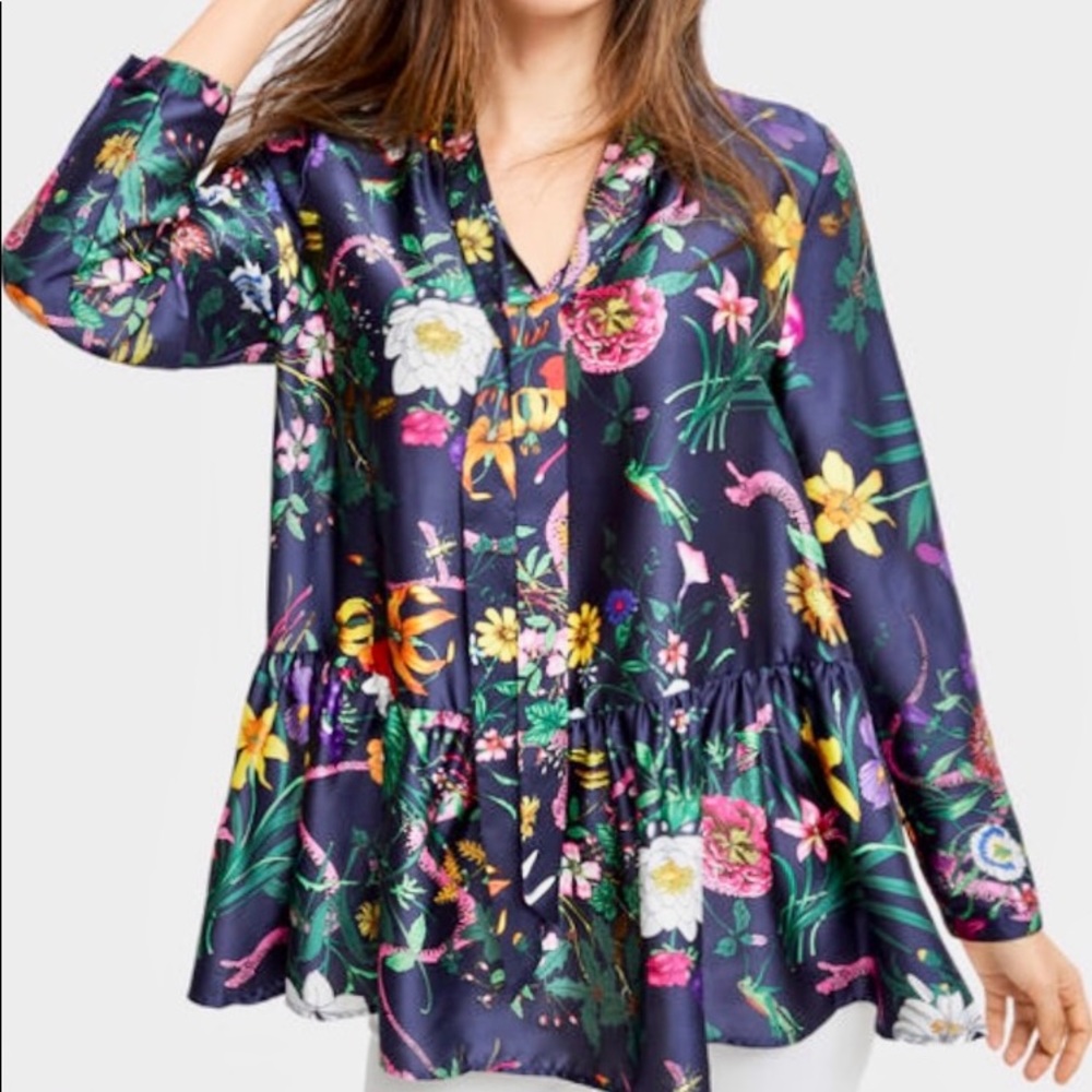 Tie-Neck Peplum Tunic.